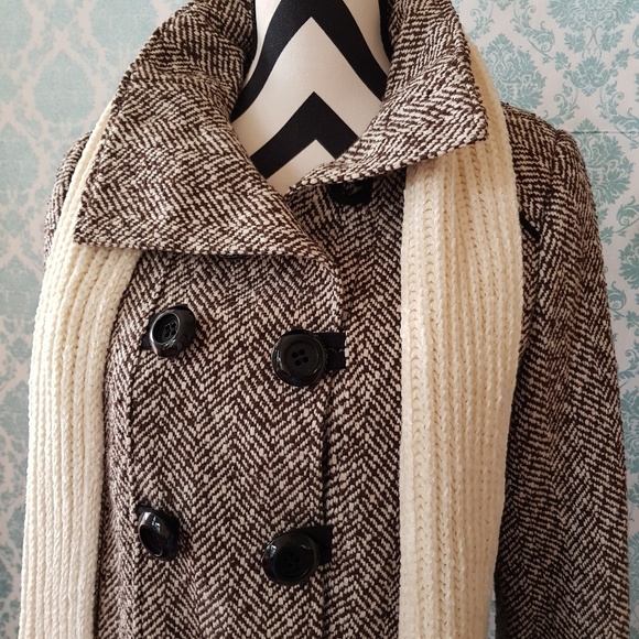 Cropped Peacoat Brown Pea Coat by Miroa Medium Med - Picture 2 of 6